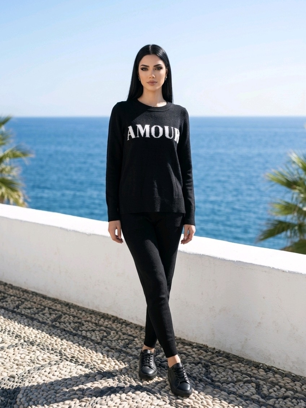 Maison Jules Black 'AMOUR' Knit Sweatshirt